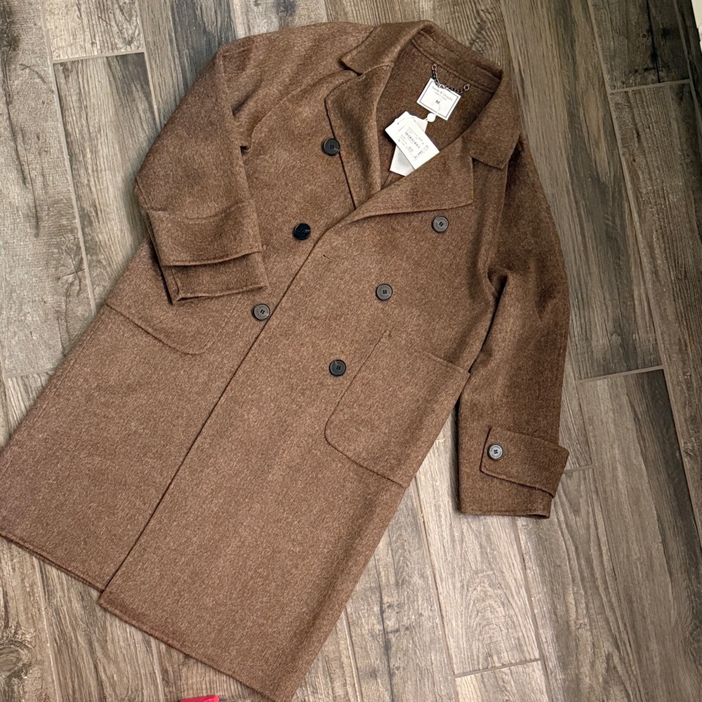 Elegant Brown Double-Breasted Trench Coat